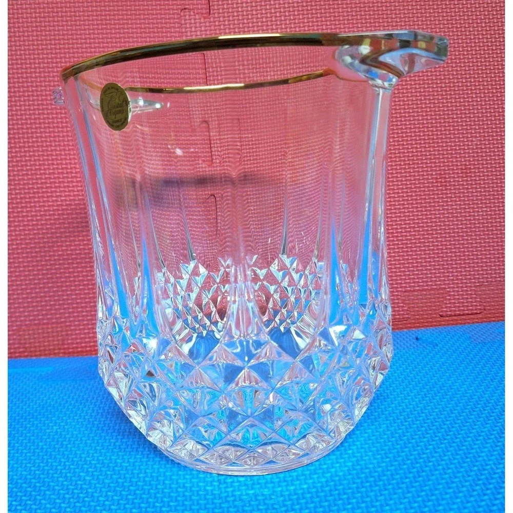 Cristal D'Arques Crystal Ice Bucket With Gold Rim France Vintage Discontinued
